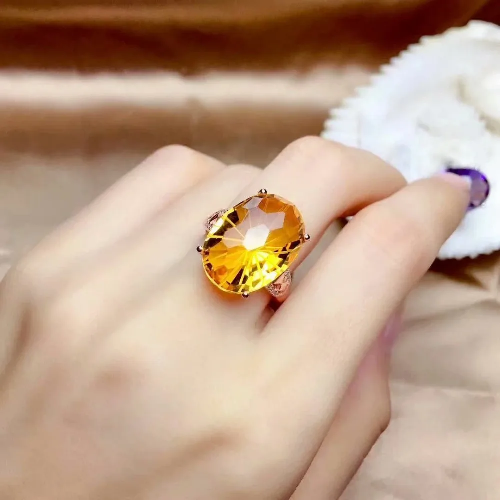 

Shilovem 925 пробы серебряные пьезоэлектрические Аметистовые цитриновые кольца Изящные Ювелирные изделия растение тренвечерние новый подарок ...