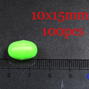 10x15mm 100pcs 100 шт светящиеся бусины для рыбалки зеленый/оранжевый большой мягкий резиновый овальный Lumo светящиеся бобы Сабики Snapper Rig 10x15 8x12 6x12 5x8 7x7 - Цвет: 10x15mm 100pcs