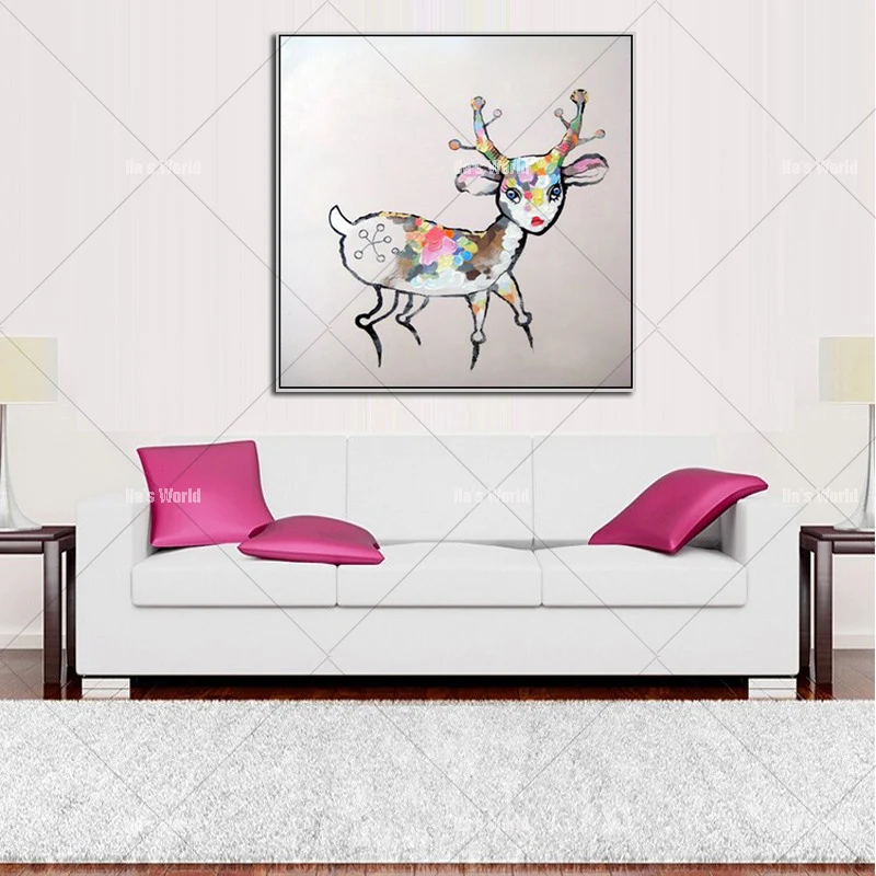 

High Skills Artist Hand-painted High Quality Modern Abstract Sheep Oil Painting on Canvas Funny Animal Sheep Oil Painting