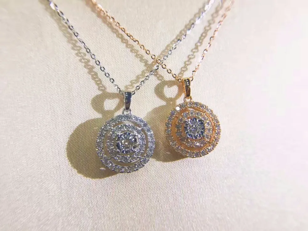 LASAMERO Double Halo 0.07CT набор с круглыми вырезами однотонный 18 К золотой кулон