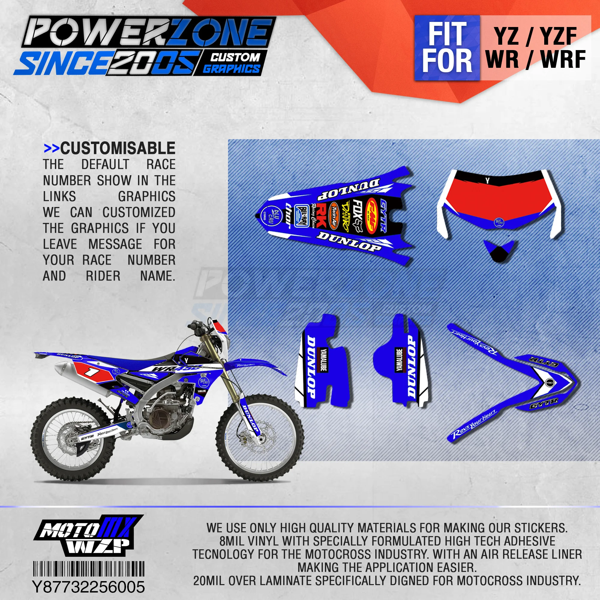 PowerZone графика команды на заказ фоны наклейки 3 м пользовательские для YAMAHA WR450F WR WRF