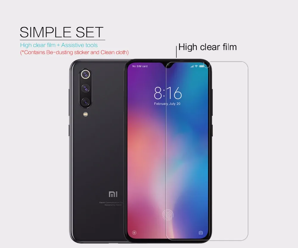 2 шт./лот Защитная пленка для Xiaomi mi 9 SE NILLKIN прозрачная глянцевая в розничной