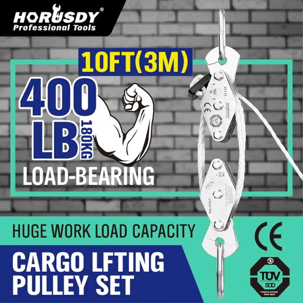 

Hot sell180kg Winch Stainless Steel Cargo Lifting Pulley Set Labor Saving Winch Double 4 Groove Pulley Labor-saving Lifting Tool