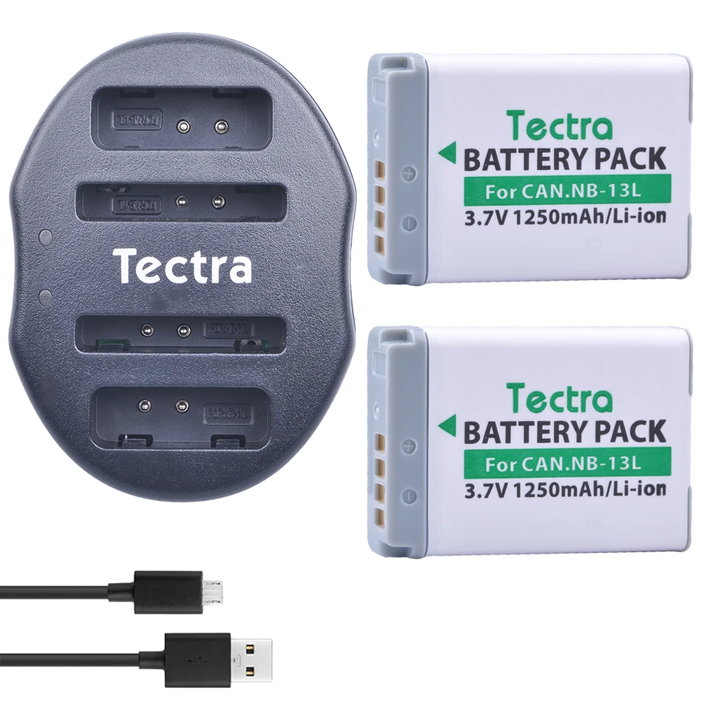 

Tectra 2Pcs NB-13L NB13L Li-ion Battery + USB Dual Charger for Canon PowerShot G5 X G7 X G7 X Mark II G9 X SX720 HS Camera