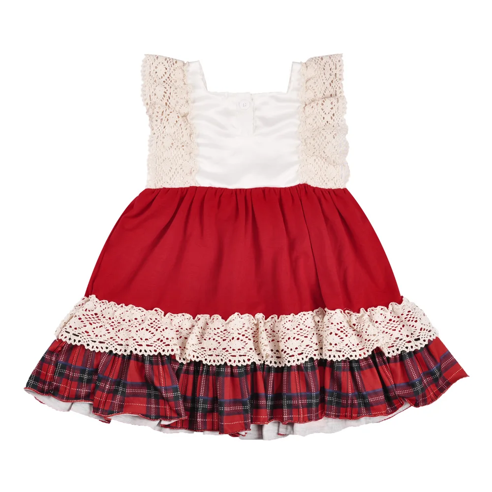 girl patchwork dress baby girls sleeveless print clothing boutique holiday kids wear casual summer LYQ808-292 | Детская одежда и