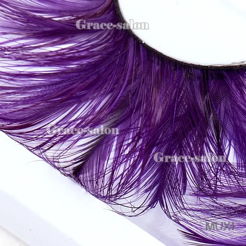 Ресницы с фиолетовыми перьями для макияжа вечеринки Хэллоуина косплея