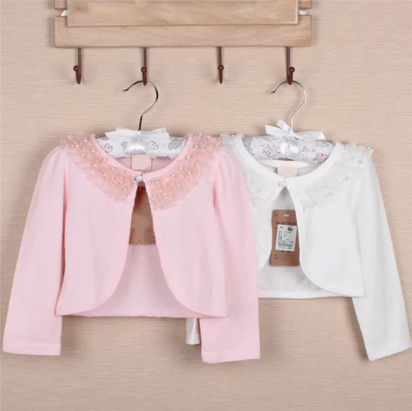 2-10Y Ivory Girls Flower Long Sleeve Lace Bolero Wedding Bridesmaid Birthday Party Jacket Outerwear Children Coat | Детская одежда и