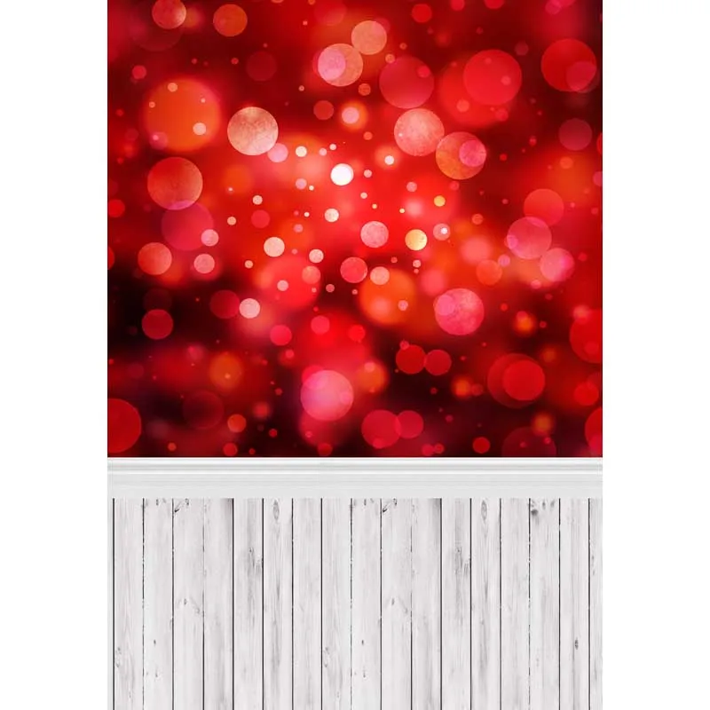 

5x7ft Crimson Red Bokeh Spots Wood Floor Washable One Piece No Wrinkle Banner Photo Studio Background Backdrop Polyester Fabric