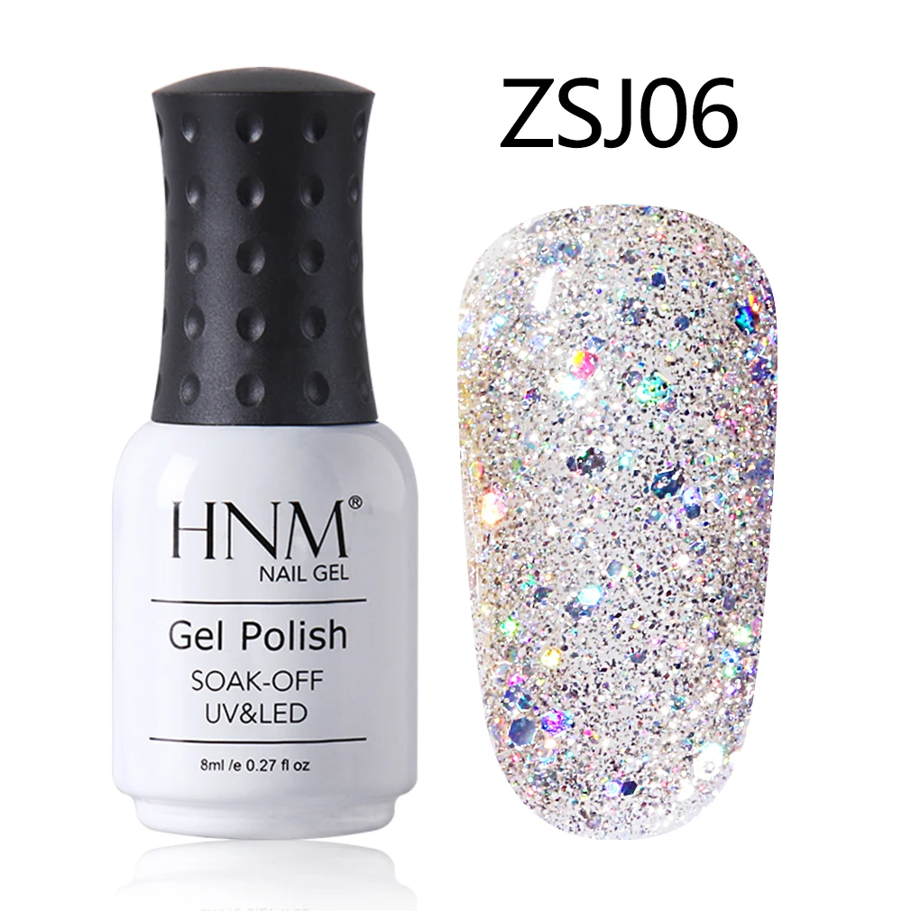 ZSJ06 HNM 8 мл розовое золото Bling УФ гель лак для ногтей светодиодный светильник мерцающий Алмазный блеск замочить от блестящих блесток Vernis Эмаль Гель лак - Цвет: ZSJ06