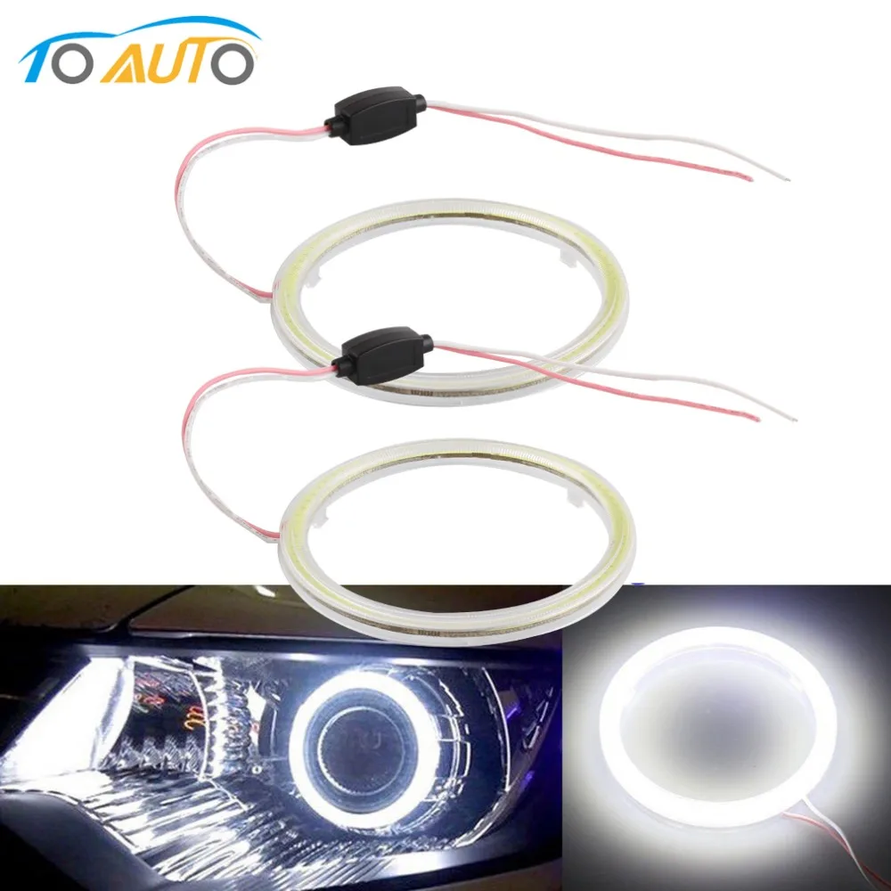 2 шт. Автомобильные противотуманные фасветильник Angel Eyes COB LED 6000K 60 мм 70 80 90 100 110 120