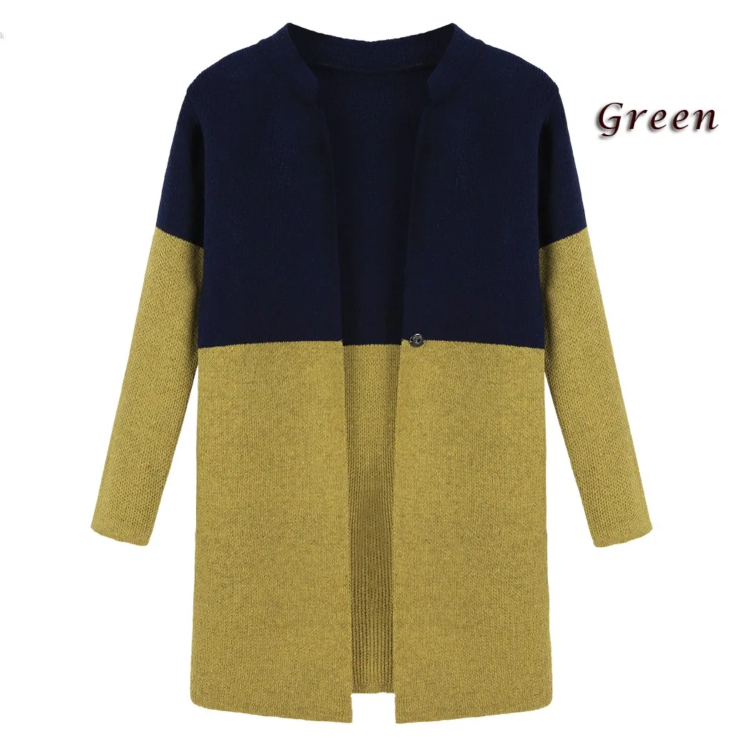 Women New Arrival Contrast Color Long Cardigan Knitted High Quality Covered Button For Spring Autumn 63 |