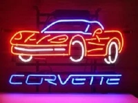 chevrolet corvette auto car glass neon light sign beer bar