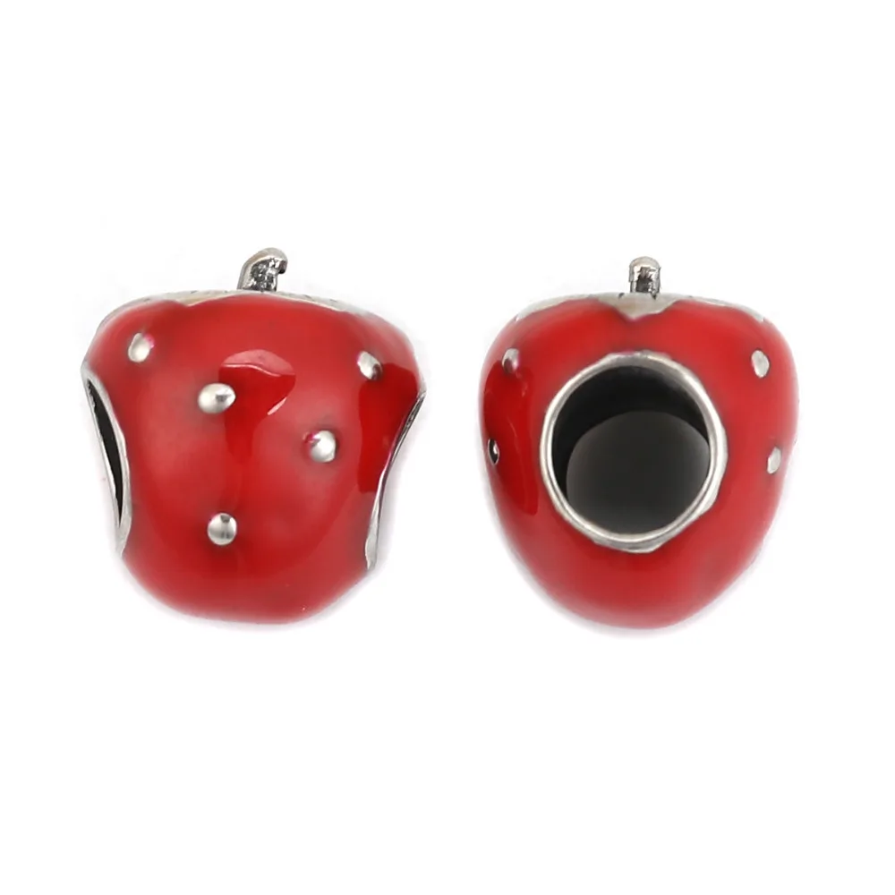 DoreenBeads 304 бисер из нержавеющей стали клубничный фрукт серебристый цвет красная
