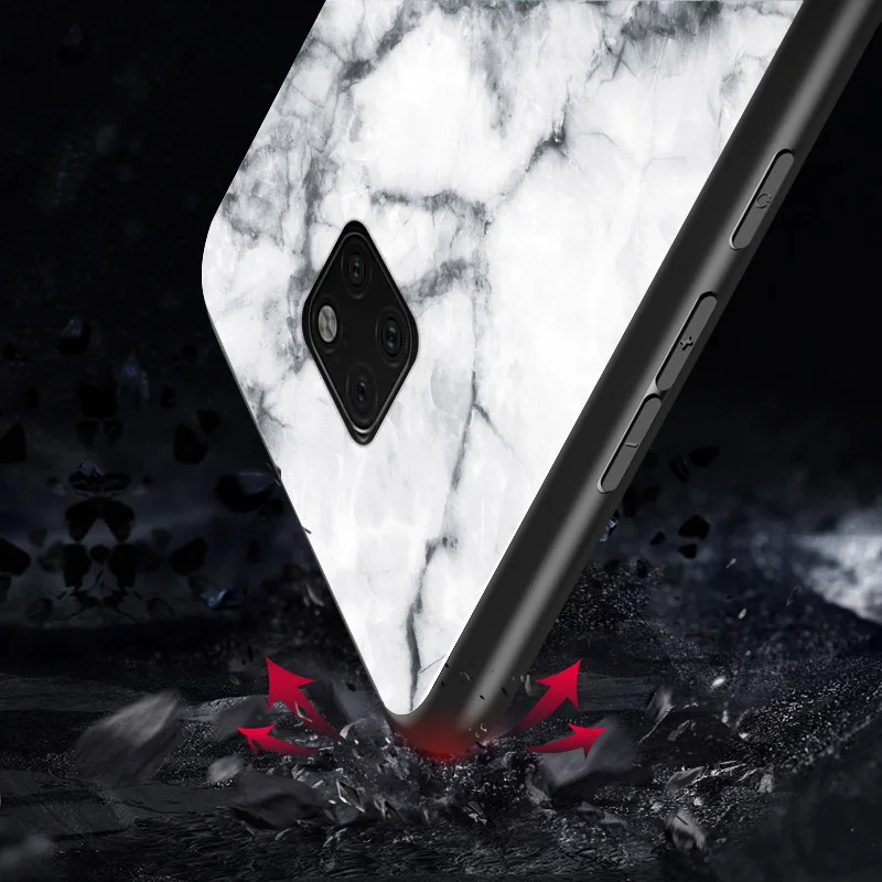 Marbled Tempered glass Luxury phone case For Huawei Mate 20 Pro P30 Y9 2019 silicon Cover X Case | Мобильные телефоны и