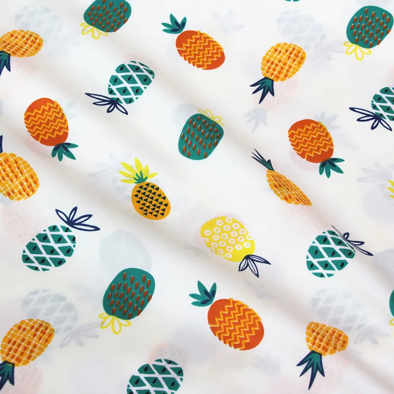 100% хлопок твил ткань отделанной тесьмы Симпатичные Фрукты оранжевый розовый