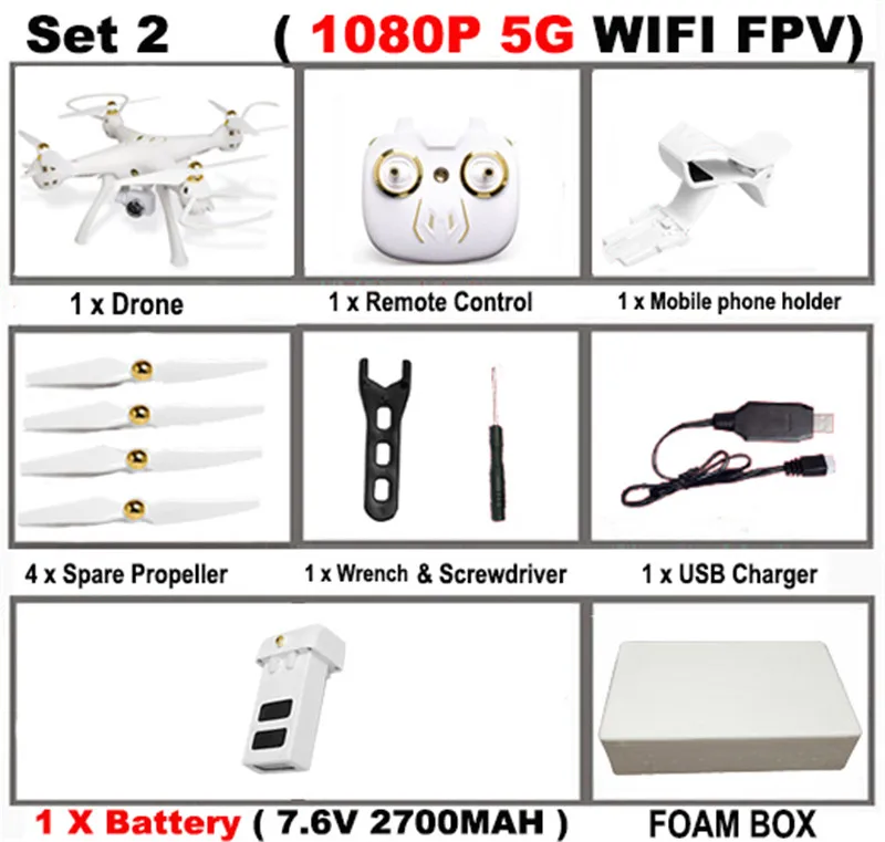 Set2 Attop W8 Встроенный gps Радиоуправляемый Дрон с 1080P 5G wifi HD камерой FPV Follow Me объемный режим удержания высоты RC Квадрокоптер игрушка для детей - Цвет: Set2