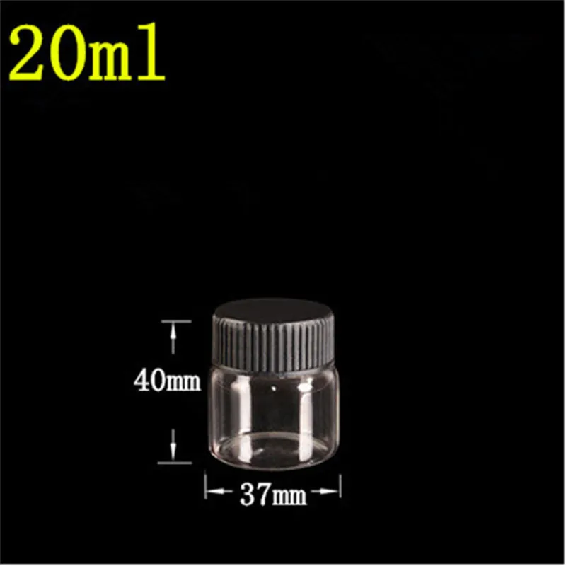

12 pcs 37x40x24 mm Screw Mouth Glass Bottles With Black Plastic Cap DIY 20 ml Empty Little Jars Vials Containers