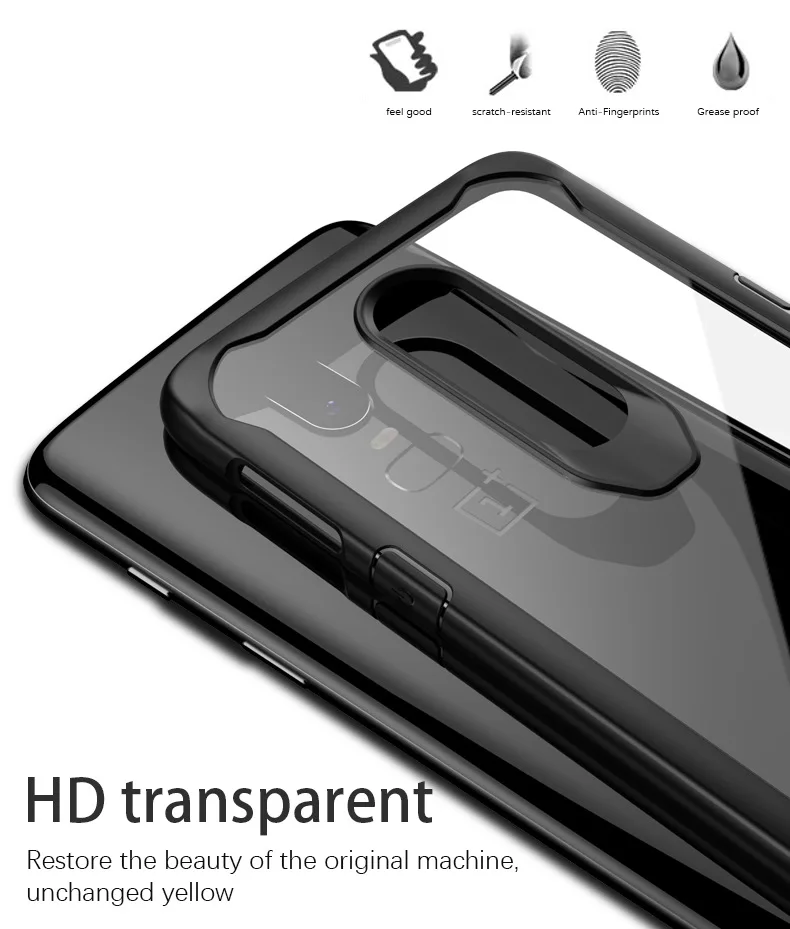 OnePlus 6T Case Cover Silicon Bumper + Plastic PC One Plus 6 A6000 Clear Shockproof Oneplus6T A6013 Protective Shield |
