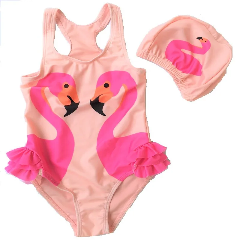 

Girls Swimwear Cute Kids Swimsuit with Swimming Cap Swan 2020 baby girl bathing suit One Pieces Swim Wear For Children