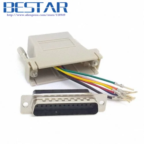 Последовательный Интерфейс D Sub 25 контактный удлинитель папа к Lan Cat5 Cat5e RJ45 Ethernet
