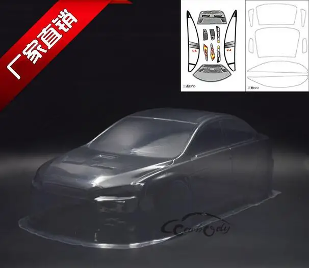 body with decals Rc OnRoad Drift бесщеточный ралли Плоский прозрачный корпус TAMIYA 51376 1/10 MITSUBISHI LANCER EVO X Hobao HSP Redcat Tamiya Kyosho 3R - Цвет: body with decals