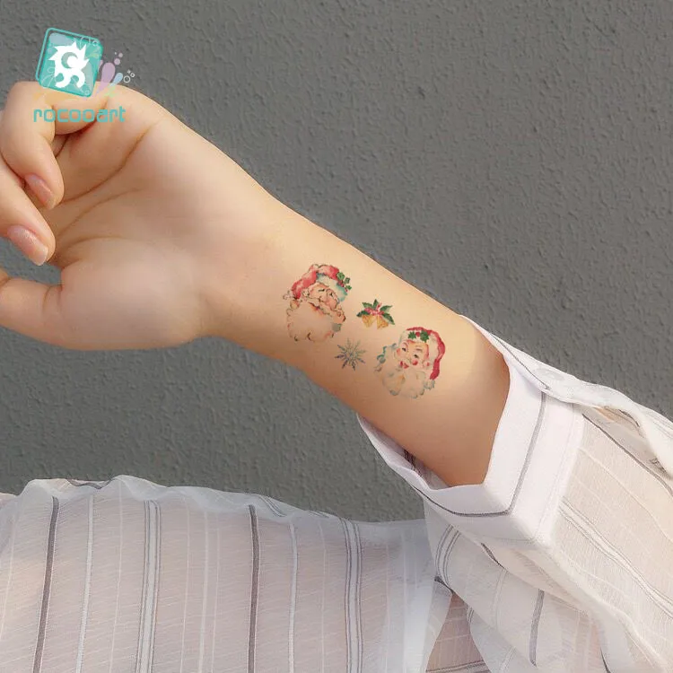 Tatuajes Temporales calcoman&iacute;as de Navidad para ni&ntilde;os, divertido juguete para regalo, Flash, dibujos animados, impermeable, Pap&aacute; Noel, tatuaje falso, arte artesanal-5