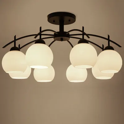 8light Скандинавский минимализм, блестящий светодиодный светильник, люстра для гостиной, современная простая люстра из матового стекла - Цвет корпуса: 8light