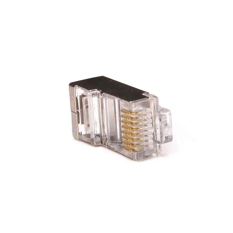 50 шт./лот Серебряный тон экранированный RJ45 8P8C сетевой кабель CAT5 Заглушка обжимной