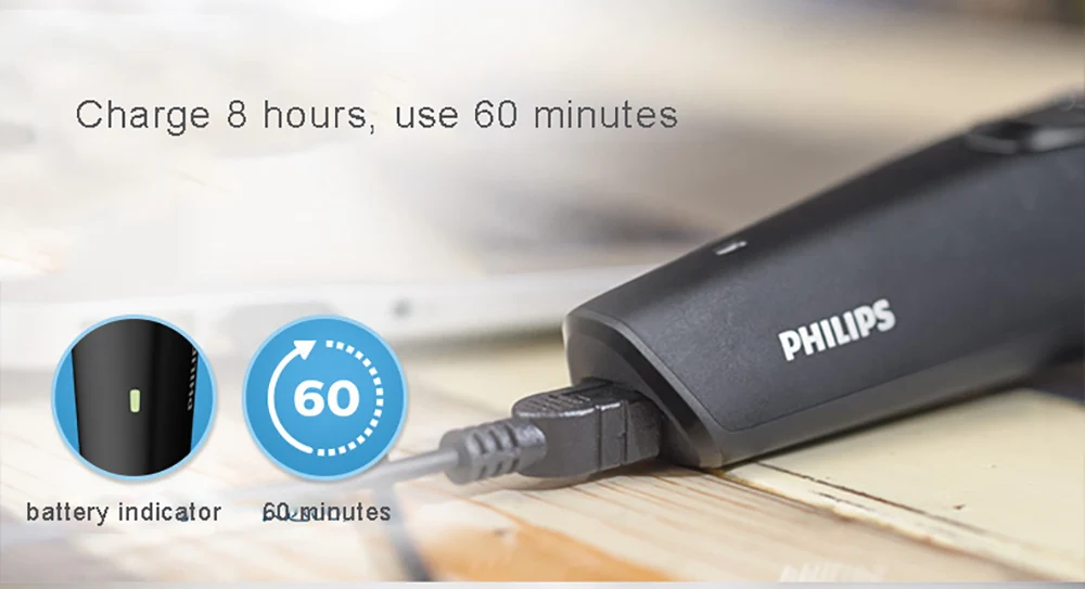 Philips BT1214 электробритва с аккумулятором типа NiMH перезаряжаемые титановые Лезвия триммер для стрижки волос для мужчин