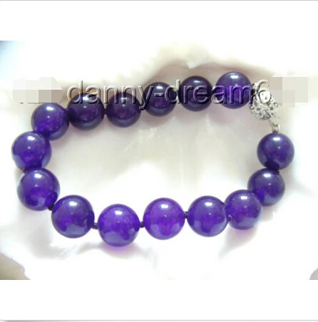 Подлинный 12 мм круглый фиолетовый натуральный аметист браслет a0312 ^@^ 18K GP стиль