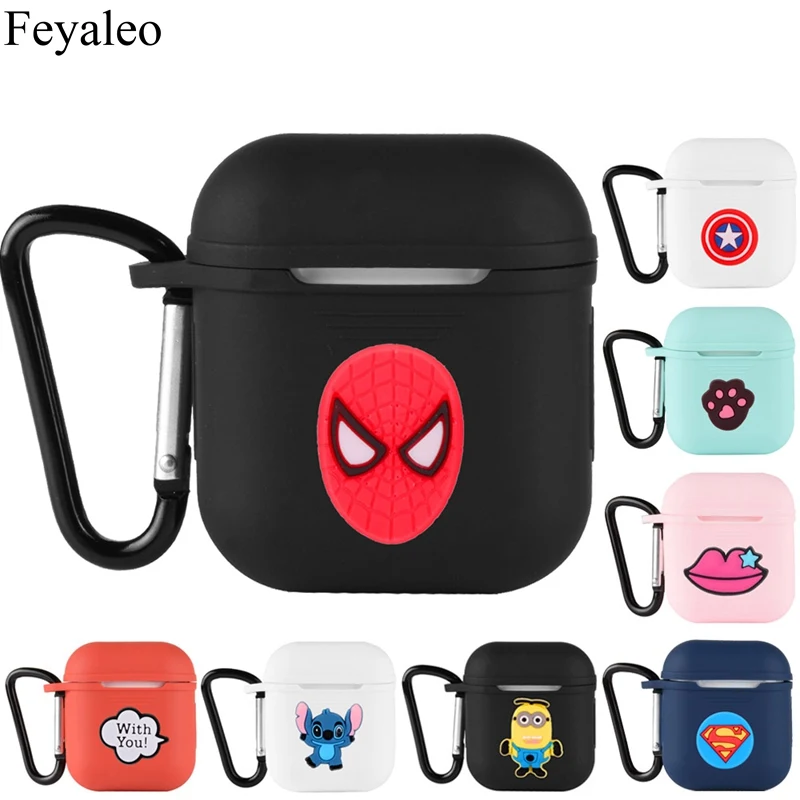 Милые Чехлы для наушников с мультяшным рисунком Apple Airpods мягкий силиконовый чехол