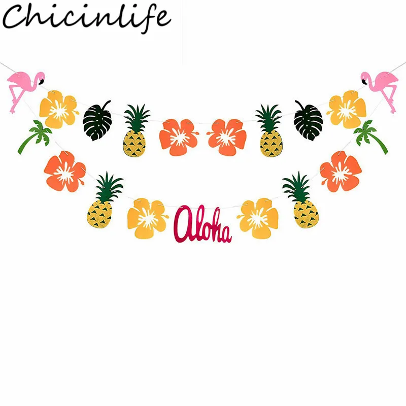 Chicinlife 1Set Flamingo Aloha Banner Birthday Party Kids Favors Wedding Tropical Summer Party Bunting Garland Decor Supplies
