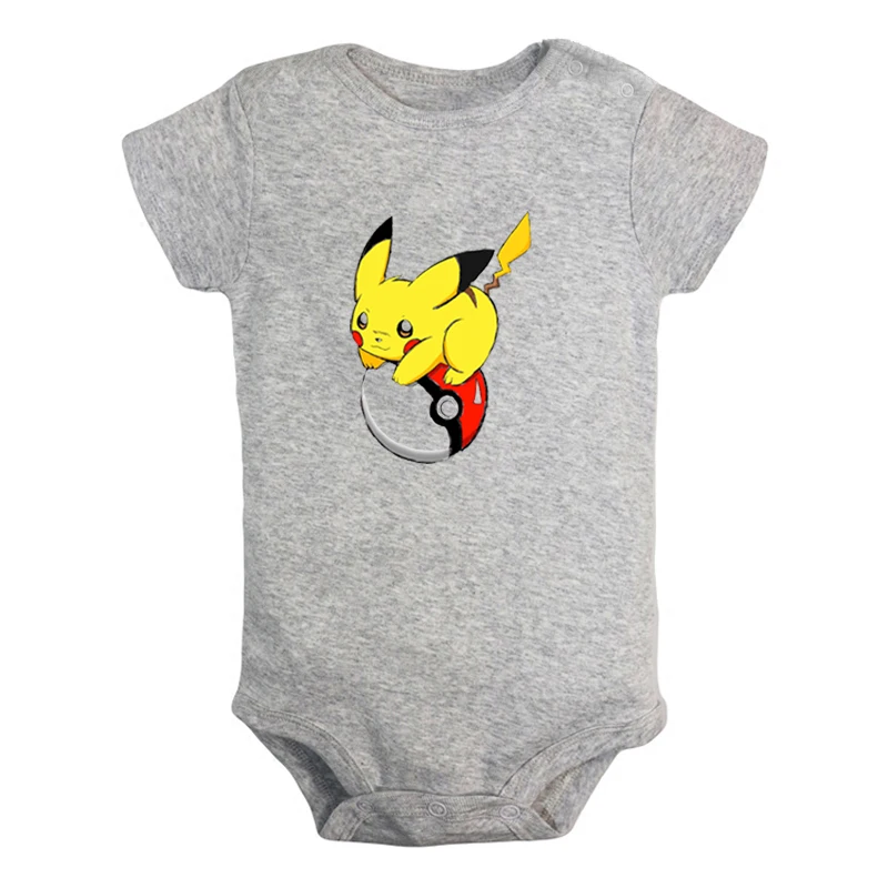 JaBaby060GD Одежда с шапочкой Пикачу и покемонами для новорожденных мальчиков и девочек; Униформа-комбинезон с принтом; боди для младенцев; комплекты одежды из хлопка - Цвет: JaBaby060GD