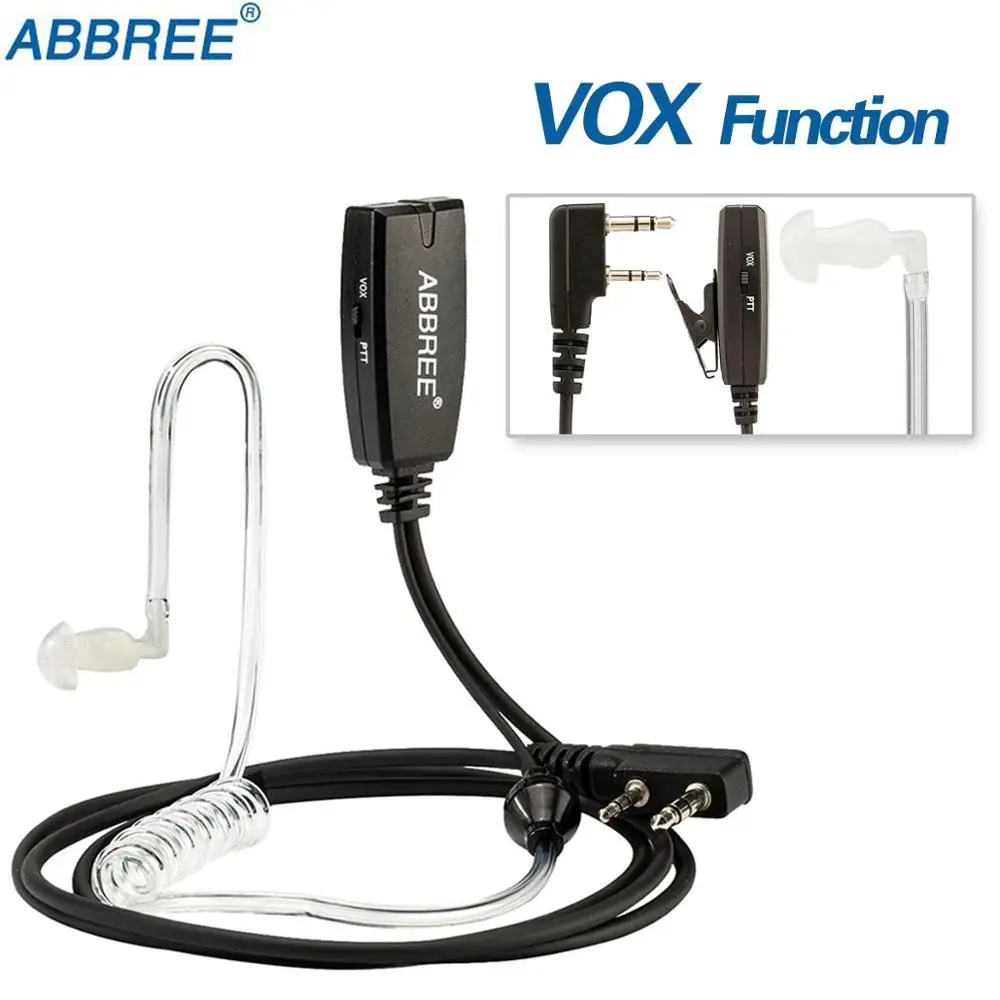 acoustic tube 2 шт. Abbree VOX 2 Pin воздуха Акустическая трубка Динамик гарнитуры для Kenwood Baofeng UV-5R UV-82 BF-888S TYT иди и болтай Walkie Talkie “иди и 2 Way Радио - Цвет: acoustic tube