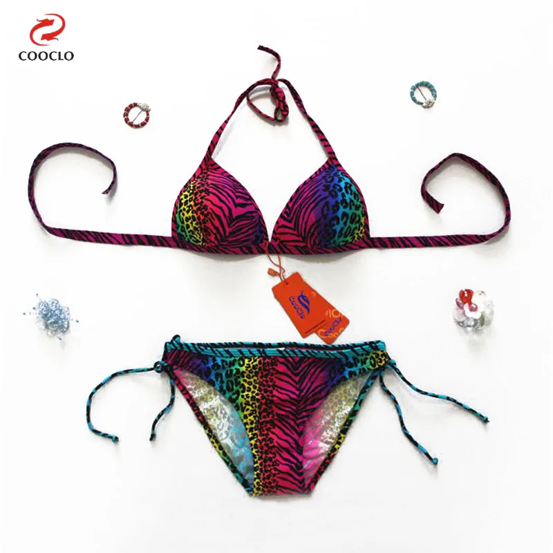

Cooclo 2020 New Sexy Brazilian Leopard Triangle Bikinis Women's Swimsuit two pcs Women Swimwear Swimsuit Low Waist Bikini Set