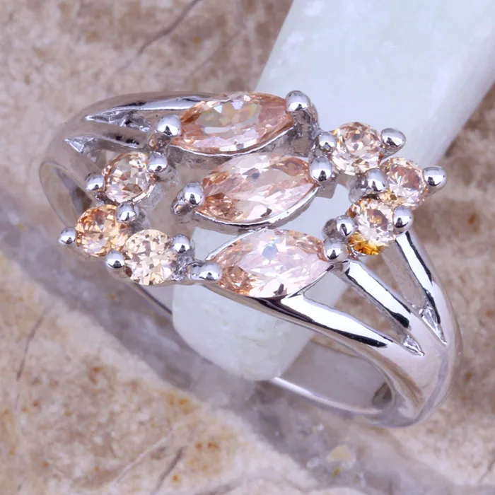 Ослепительный коричневый морганит посеребренное кольцо Размер 6/7/8/9 R0157|bag in box