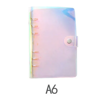 A6 not inside page 1 шт., A5, A6, ПВХ, Радужный лазерный Биндер, прозрачный блокнот, дневник, Обложка, блестящий вкладыш, блокнот, планировщик, зажим, офисные принадлежности - Цвет: A6 not inside page