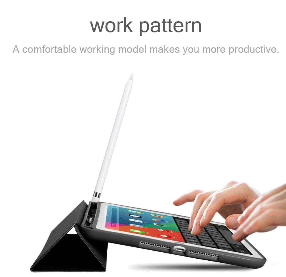 For iPad Air 2 Case with Pencil Holder PU Leather Flip Tri-fold Stand Smart Cover Auto Sleep Wake Up 6 | Компьютеры и офис