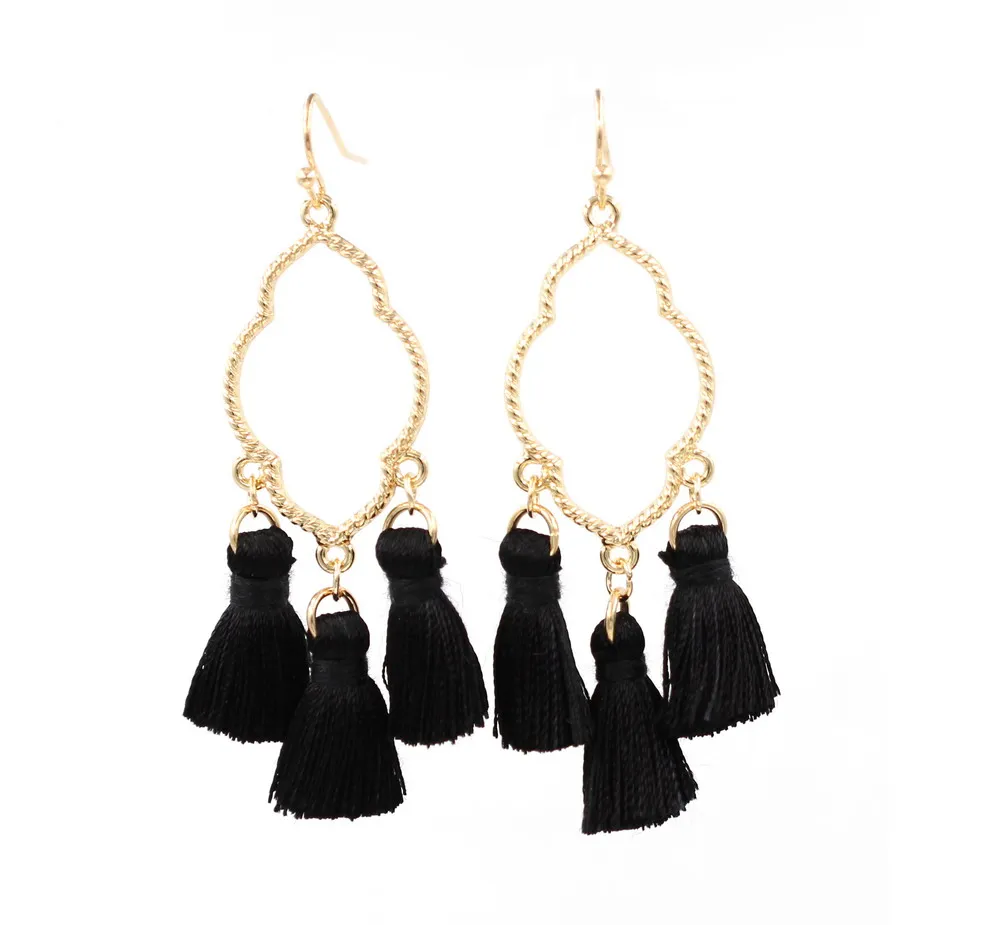 Symmetric Hollowout Oval Shape Women Classic 3 Tassel Water Drop Earrings More colors available | Украшения и аксессуары
