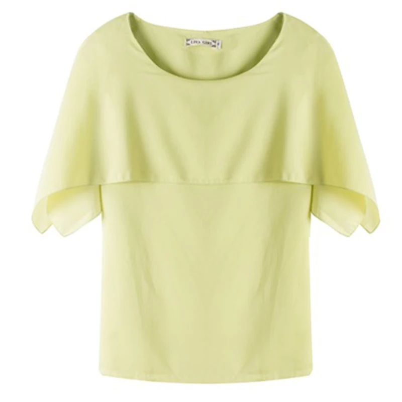 Новая летняя Женская Блузка Летучая мышь Весна летний Свободный шифон рубашка