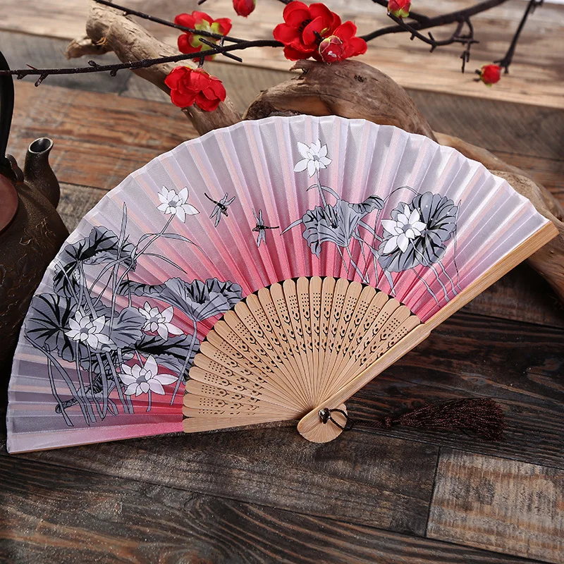 

100pcs Chinese Japanese Folding Fan Sakura Cherry Blossom Pocket Hand Fan Summer Art Craft Gift W9854