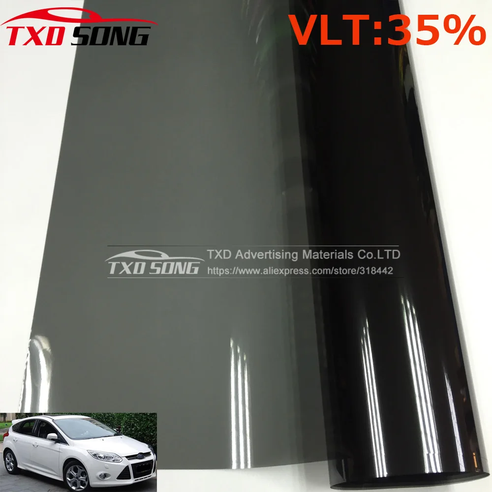 Самый дешевый VLT 35% 50x300 см/Лот Черный Автомобильный оконный Оттенок пленка стекло 1 слойный Автомобильный дом коммерческий Солнечный боковое окно Тонировочная пленка