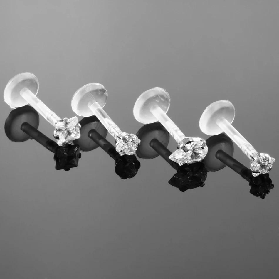 1 шт. пирсинг для губ из гибкого биопласта пупка хряща конский глаз кольцо гвоздик