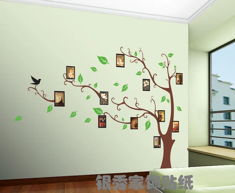 Большая Птица зеленое дерево фоторамка цветок наклейка на стену Наклейки стены