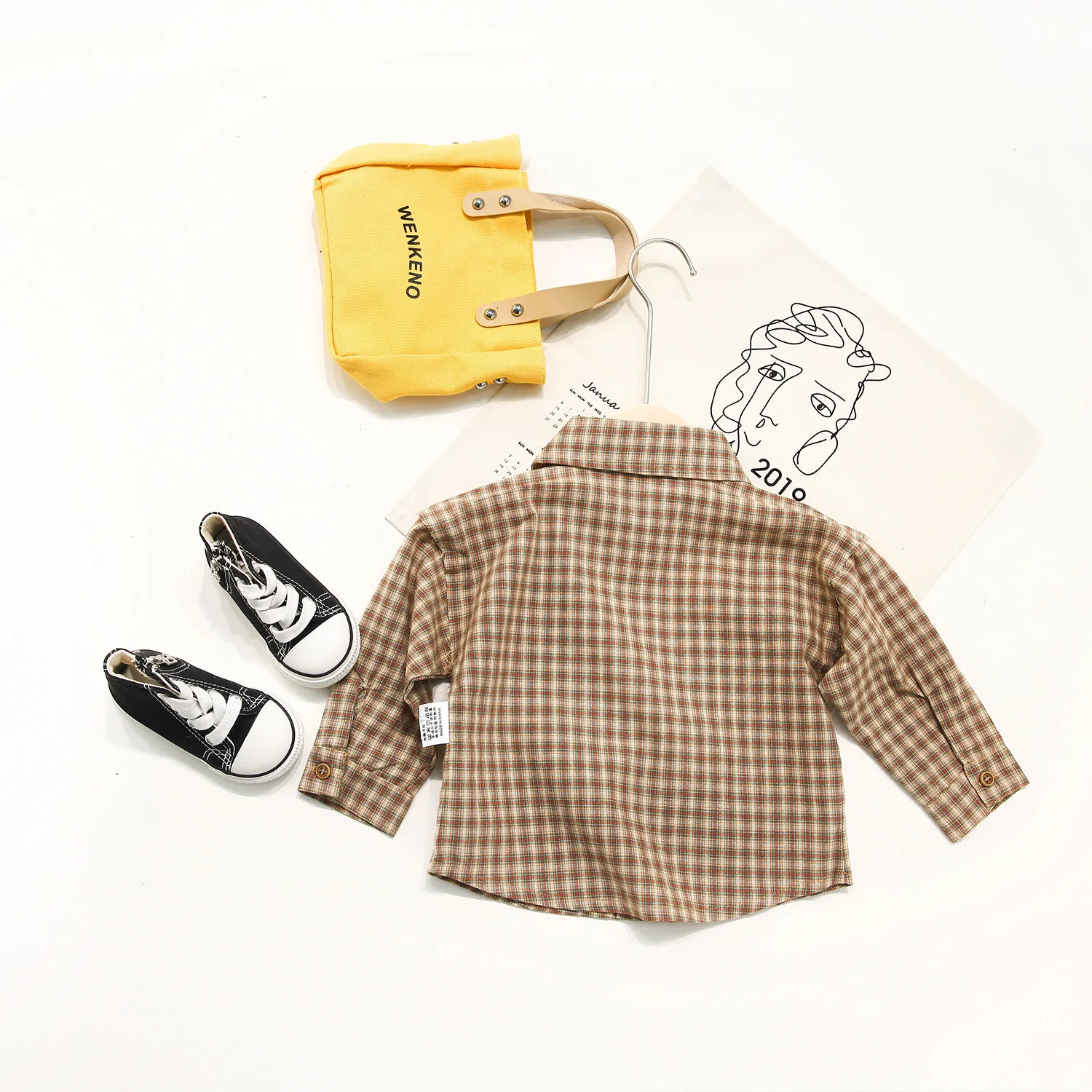 Клетчатая рубашка для маленьких мальчиков Новинка весна осень 2019 хлопковая