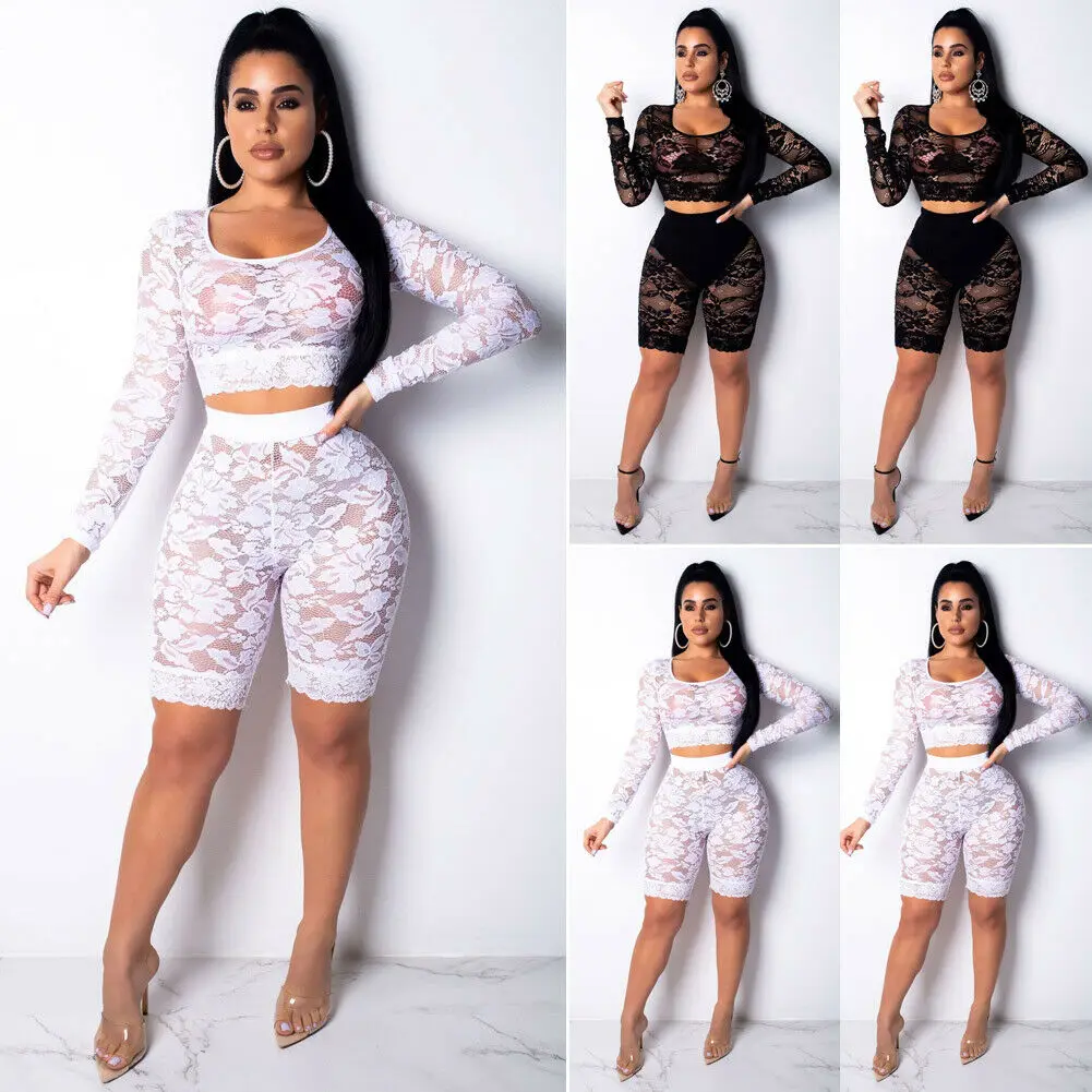 Комплект из 2 предметов: кружевная женская блузка с цветочным принтом и глубоким