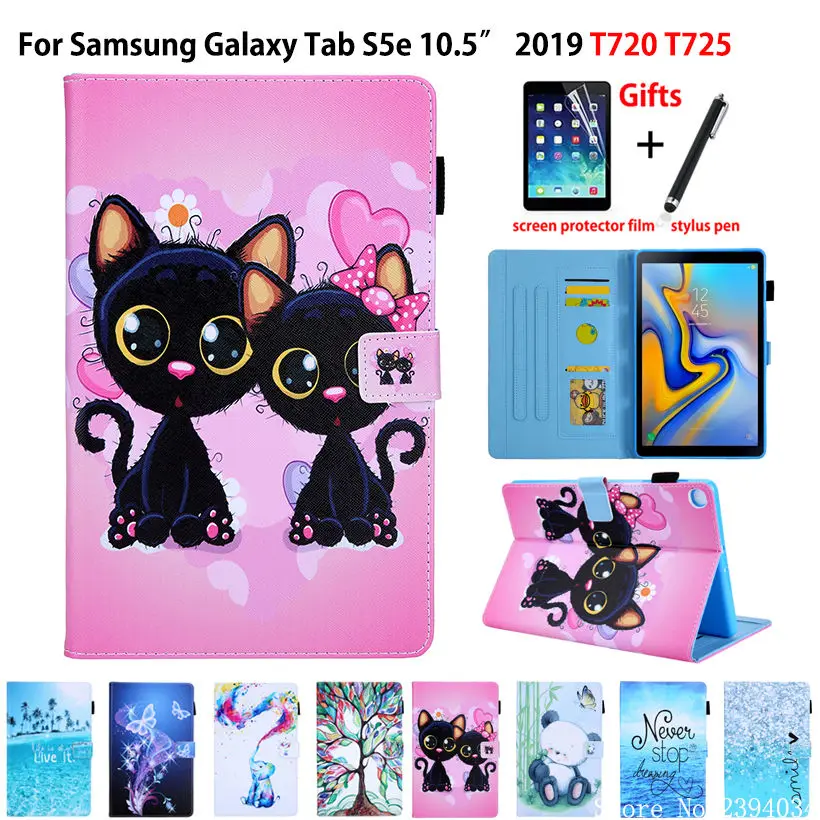 Модный чехол с котом для Samsung galaxy tab S5e 10 5 2019 подставкой планшета рисунком пленка