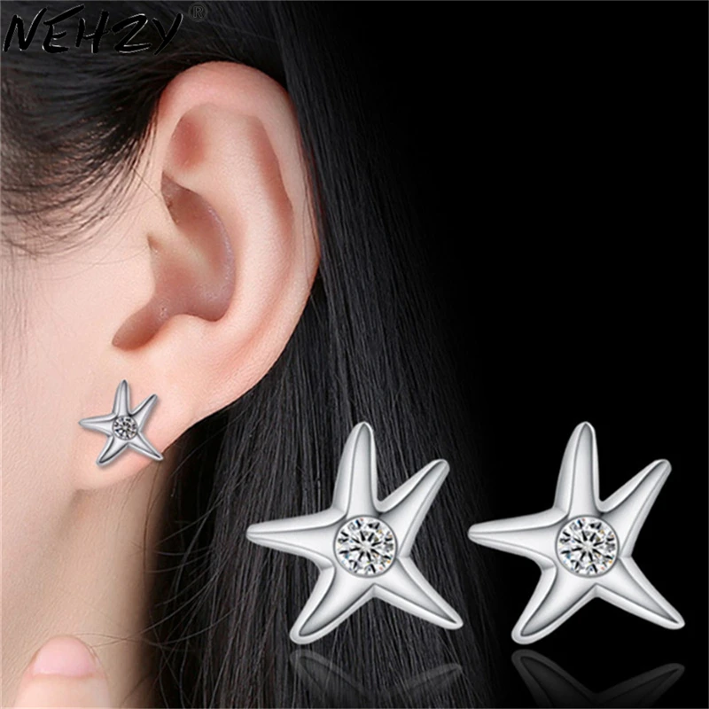 Новые женские модные ювелирные изделия серебряные серьги гвоздики с фианитом