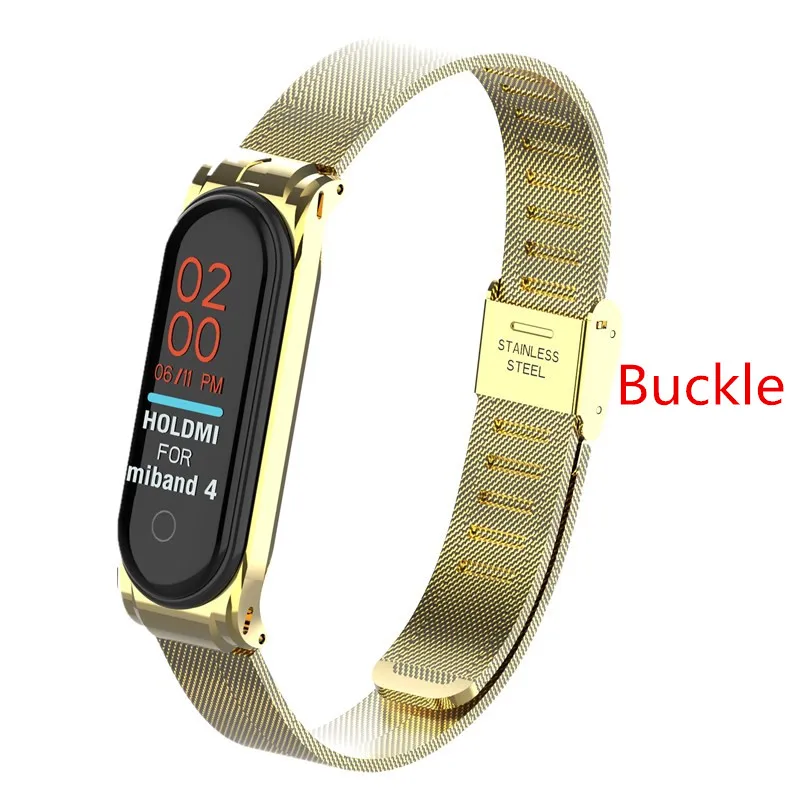 Gold Buckle Металлический ремешок для Xiaomi Mi, 4, 3, ремешок для Xiaomi Mi, 4, 3, браслет для Xiaomi Mi, 4, магнитная металлическая пряжка, нержавеющая сталь - Цвет: Gold Buckle