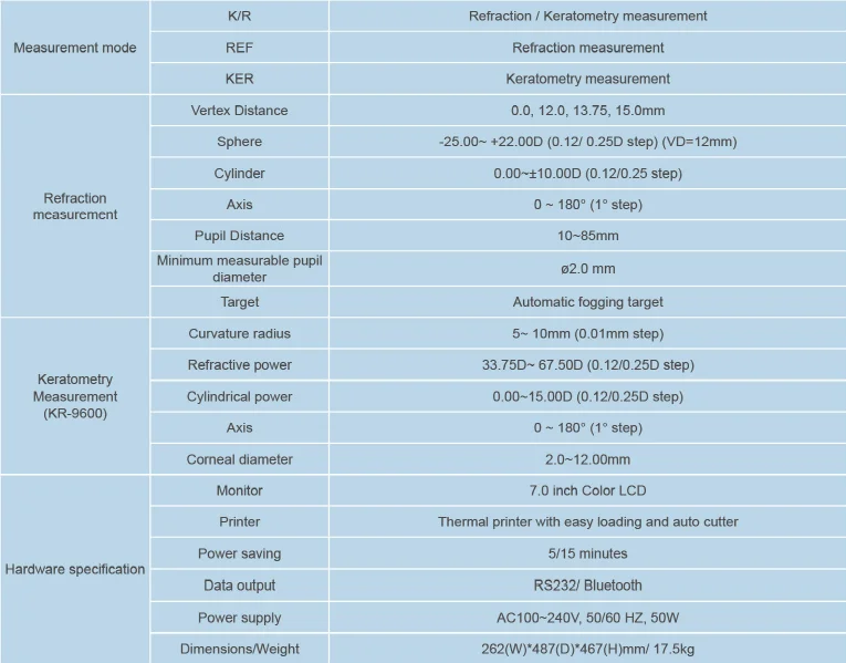 KR-9600 KR9600 Китай Автоматический рефрактометр кератометр
